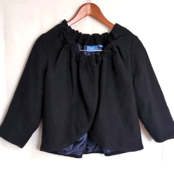 Simply Vera Vera Wang Jackets & Blazers - Simply Vera Black Tweed Swing Jacket Shrug Size 12